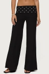 Edikted Reeva Polka Dot Fold Over Pants In Black, Women's At Urban Outfitters In Black