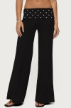 Edikted Reeva Polka Dot Foldover Pants In Black