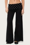 Edikted Reeva Polka Dot Fold Over Pants In Black