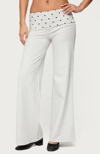 Edikted Reeva Polka Dot Foldover Pants In White