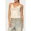 Edikted Reid Sequin Cowl Neck Open Back Halter Top In White