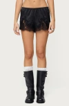 Edikted Reisa Lacey Satin Effect Shorts In Black, Women's At Urban Outfitters In Multi