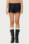 Edikted Reisa Lacey Satin Effect Shorts In Black, Women's At Urban Outfitters In Black