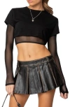 Edikted Rella Layered Long Sleeve Crop Top In Black