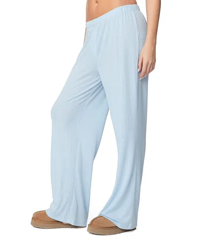 Edikted Ren Pointelle Pants In Light-blue