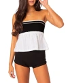 Edikted Rena Rib Peplum Tube Top In Black And White