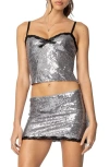 Edikted Revel Sequin Lace Trim Camisole In Silver
