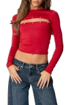 Edikted Revi Cutout Grommet Crop Top In Red