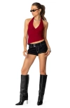 Edikted Rhett Asymmetric Hem Halter Top In Burgundy