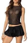 Edikted Rhinestone Embellished Sheer Mesh Tank In Black