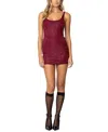 Edikted Rhinestone Mesh Mini Dress In Burgundy