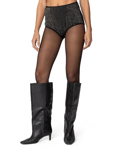 Edikted Rhinestone Micro Shorts In Black