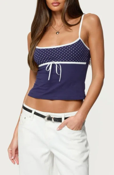 Edikted Rhoda Contrast Polka Dot Tank Top In Blue