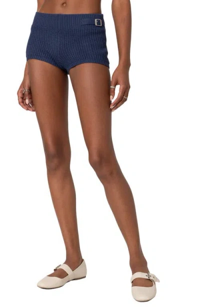 Edikted Rib Stitch Microshorts In Navy