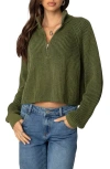 Edikted Rib Stitch Quarter Zip Sweater In Olive