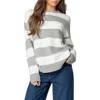 Edikted Richie Oversize Stripe Cotton Crewneck Sweater In Gray-melange