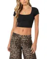 Edikted Ricki Square Neck Crop T-shirt In Black