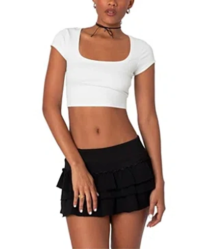 Edikted Ricki Cropped Tee In White