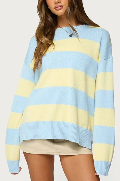 Edikted Riley Oversized Striped Sweater In Light/blue/and, Women's At Urban Outfitters In Multi