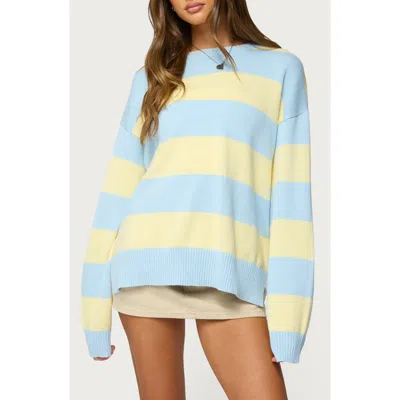 Edikted Riley Stripe Oversize Cotton Sweater In Blue
