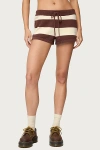 Edikted Riley Stripe Knit Shorts In Brown