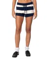 Edikted Riley Striped Knit Shorts In Navy And Cream