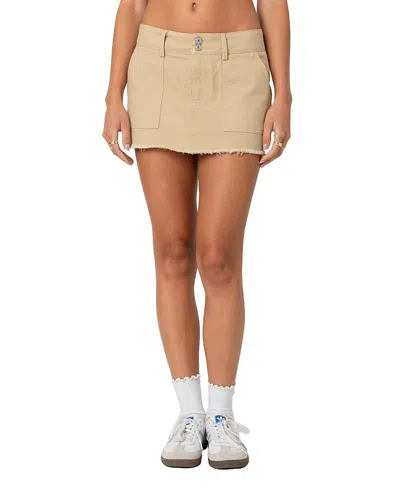 Edikted Ring Back Mini Skirt In Beige