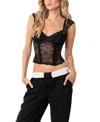 Edikted Women's Lace Corset Top With Small Cap Sleeve In Black
