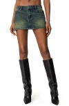Edikted Riviere Low Rise Denim Miniskirt In Green-washed