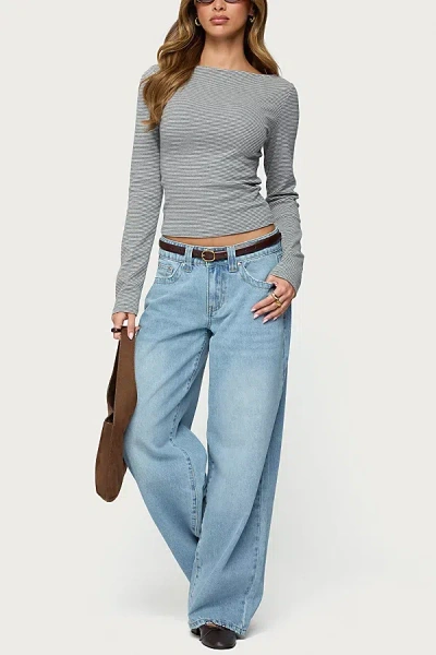 Edikted Rivka Low Rise Straight Leg Jeans In Light/blue, Women's At Urban Outfitters