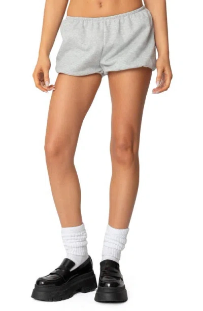 Edikted Robina Puff Fleece Shorts In Gray-melange