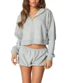 Shop Edikted Robina Zip Up Hoodie In Gray Melange