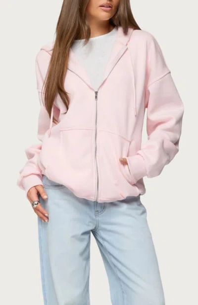 Edikted Rocia Oversize Front Zip Hoodie In Pink