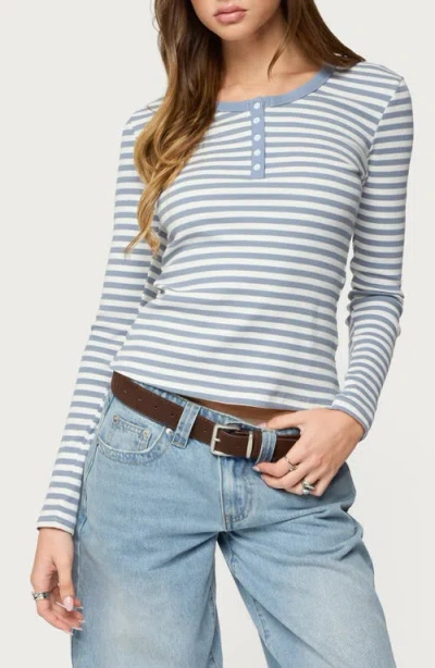 EDIKTED EDIKTED ROMA STRIPE RIB HENLEY TOP