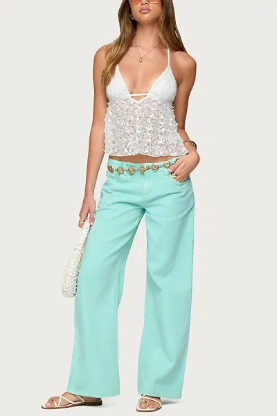 Edikted Roman Low Rise Slouchy Jeans In Aqua, Women's At Urban Outfitters In Blue
