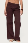 Edikted Roman Slouchy Low Rise Wide Leg Jeans In Brown
