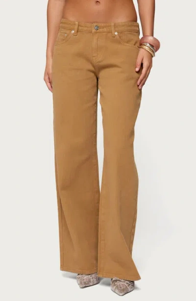 Edikted Roman Slouchy Low Rise Wide Leg Jeans In Brown