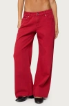 Edikted Roman Slouchy Low Rise Wide Leg Jeans In Burgundy