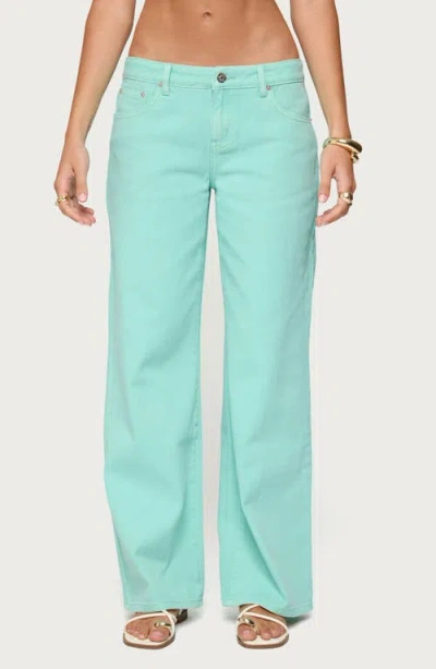 Edikted Roman Slouchy Low Rise Wide Leg Jeans In Green
