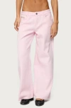 Edikted Roman Slouchy Low Rise Wide Leg Jeans In Pink