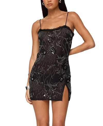 Edikted Romey Beaded Chiffon Mini Dress