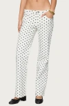 Edikted Romily Polka Dot Low Rise Jeans In Multi