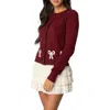 Edikted Rona Intarsia Bow Cardigan In Burgundy
