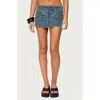 Edikted Ronan Zip Low Rise Denim Miniskort In Blue