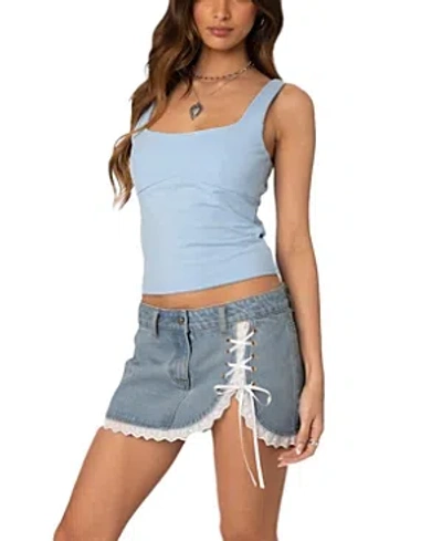 Edikted Ronda Bow Back Tank Top In Light Blue