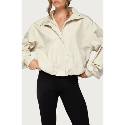 Edikted Rooney Stand Collar Oversize Jacket In Beige