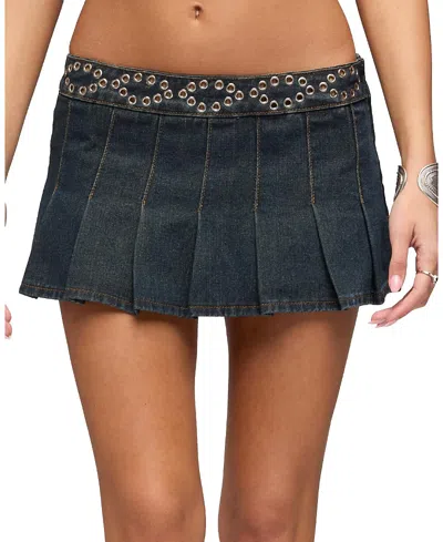 Edikted Roria Grommet Pleated Mini Skort In Blue
