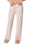 Edikted Roselle Ribbed Pants In Light-pink