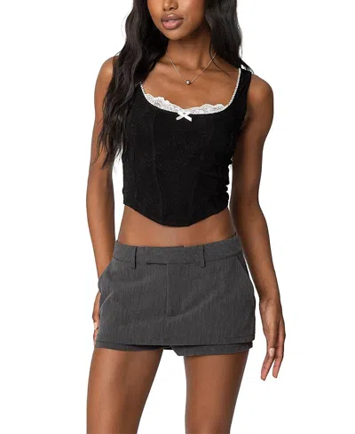 EDIKTED ROSETTA PEEKABOO LACE TOP