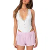 Edikted Bloom Lace Trim Ribbed Bodysuit In White